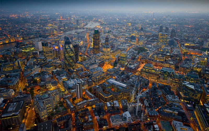 Ночной Лондон, вид сверху (24 фото)