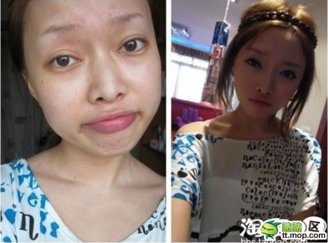 Азиатские девушки до и после косметики (73 фото)
