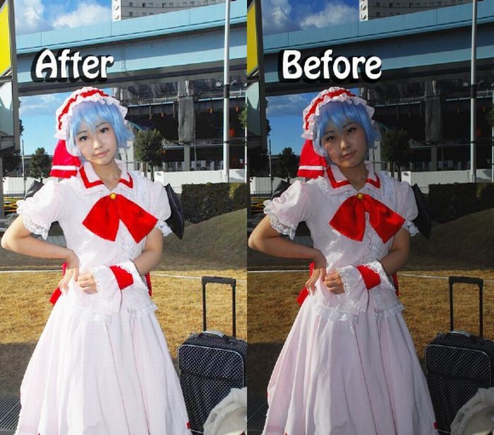 Как выглядят девушки-косплейщицы до и после фотошопа (31 фото)