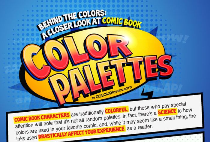 The Color Palette Of Comic Characters (infographic)