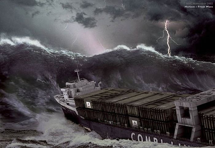 Корабли борятся со штормом (36 фото)