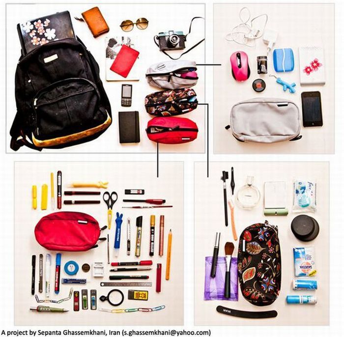 Что нужно положить в сумку. Вещи в рюкзаке у девочки. Нужные вещи для школьной сумке. Содержимое женской сумки. Содержимое рюкзака девушки.