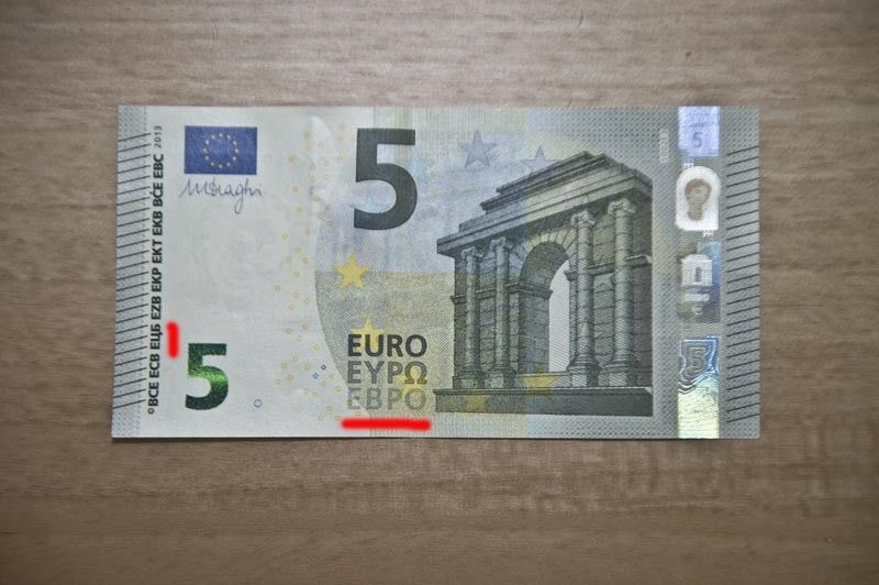 Фото 5 евро купюры с двух сторон