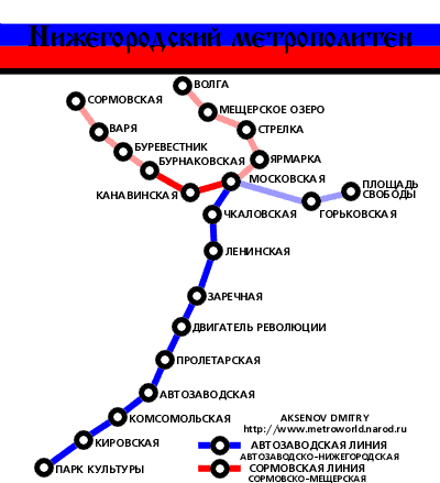 Схема линий нижегородского метрополитена